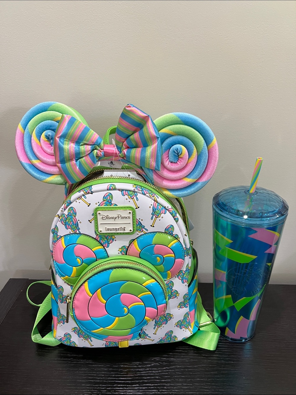 Loungefly Disney Parks Lollipop Ears and Mini Backpack plus Starbucks